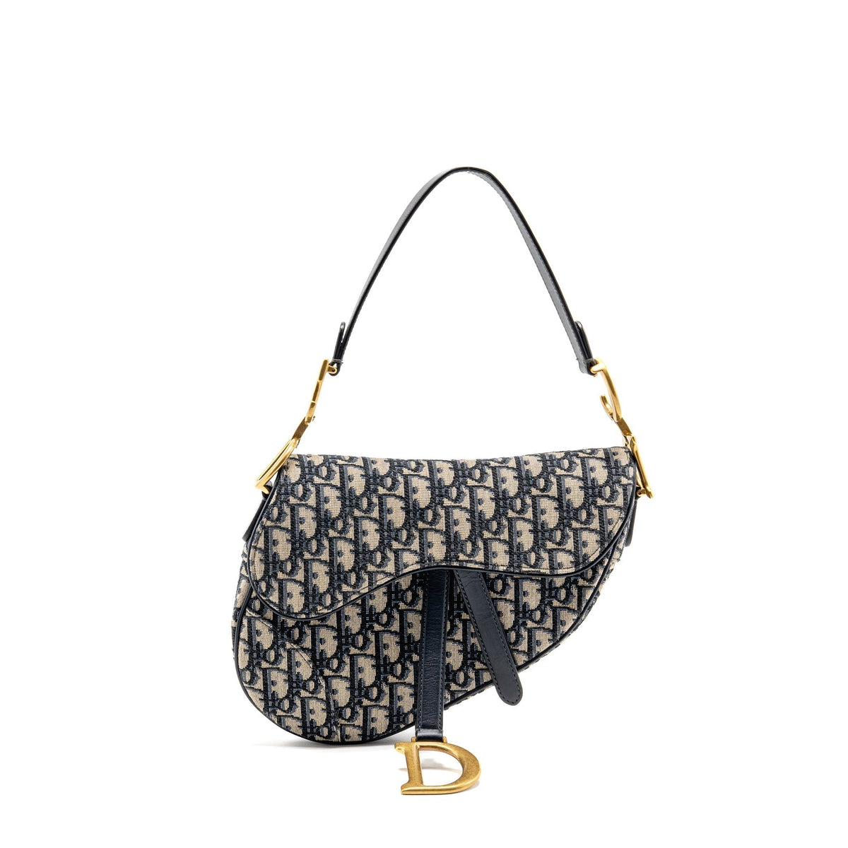 DIOR MEDIUM SADDLE BAG BLUE OBLIQUE CANVAS/CALFSKIN GHW