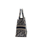 DIOR SMALL BOOK TOTE BLUE/ECRU DIOR OBLIQUE EMBROIDRY