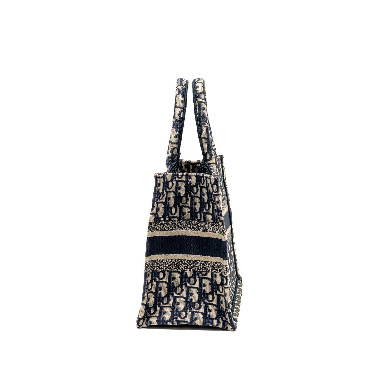 DIOR SMALL BOOK TOTE BLUE/ECRU DIOR OBLIQUE EMBROIDRY