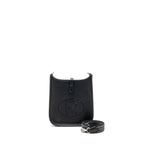 Hermes mini evelyne short clemence black/gris misty SHW
