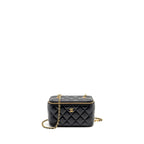 CHANEL LONG VANITY WITH COCO CHARM CHAIN LAMBSKIN BLACK GHW (MICROCHIP)