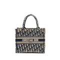 DIOR SMALL BOOK TOTE BLUE/ECRU DIOR OBLIQUE EMBROIDRY