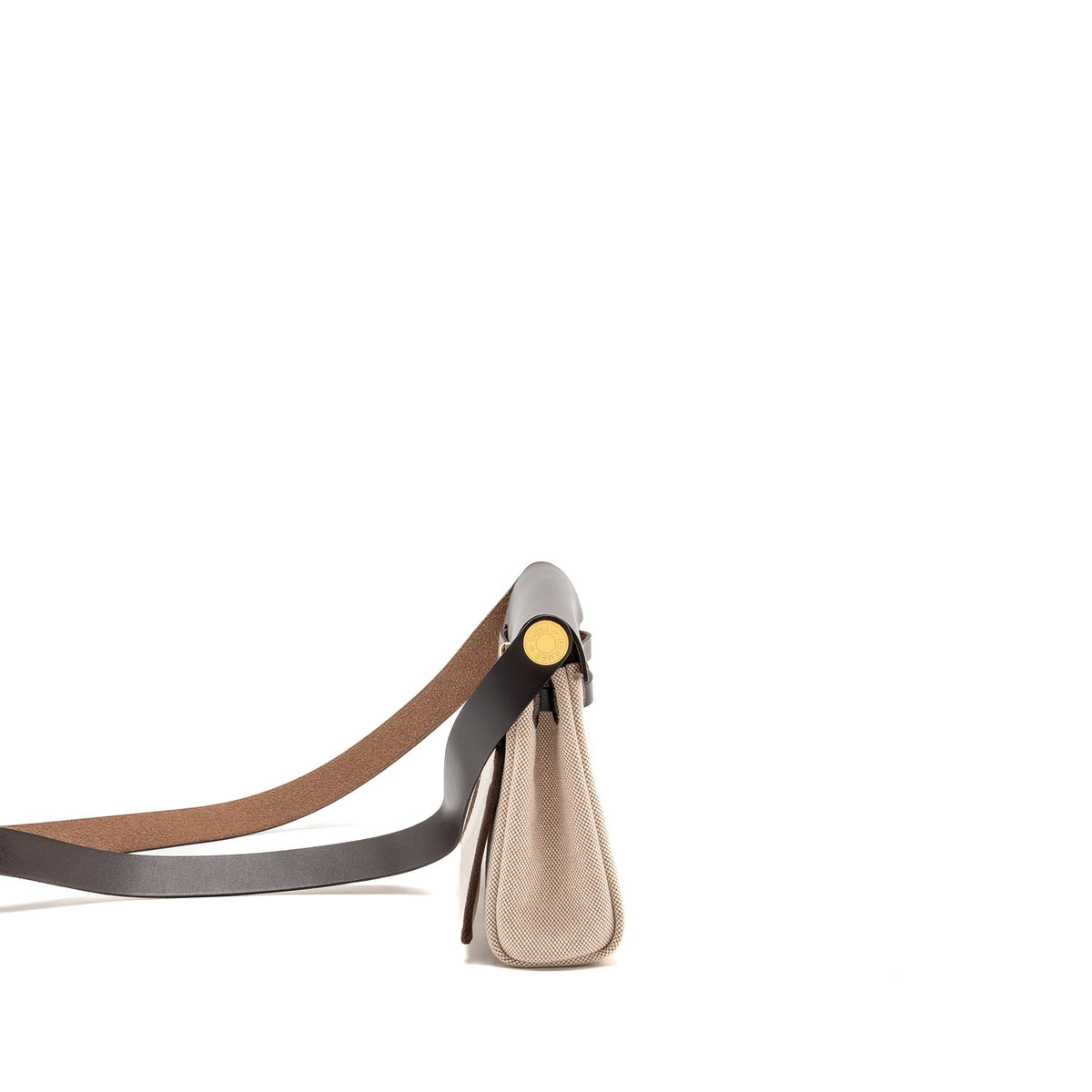 HERMES HERBAGMINI CANVAS/HUNTER LEATHER ECRU-BEIGE/EBENE GHW