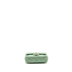 Chanel square flap bag candy heart quilted lambskin light green LGHW (microchip)