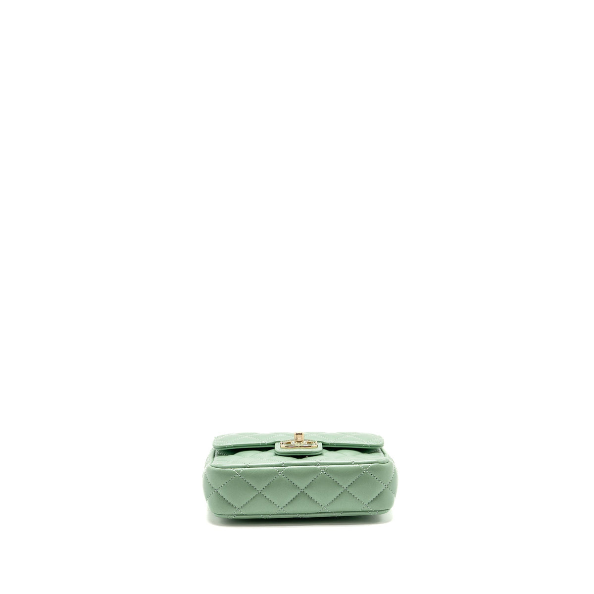 Chanel square flap bag candy heart quilted lambskin light green LGHW (microchip)