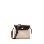 HERMES HERBAGMINI CANVAS/HUNTER LEATHER ECRU-BEIGE/EBENE GHW