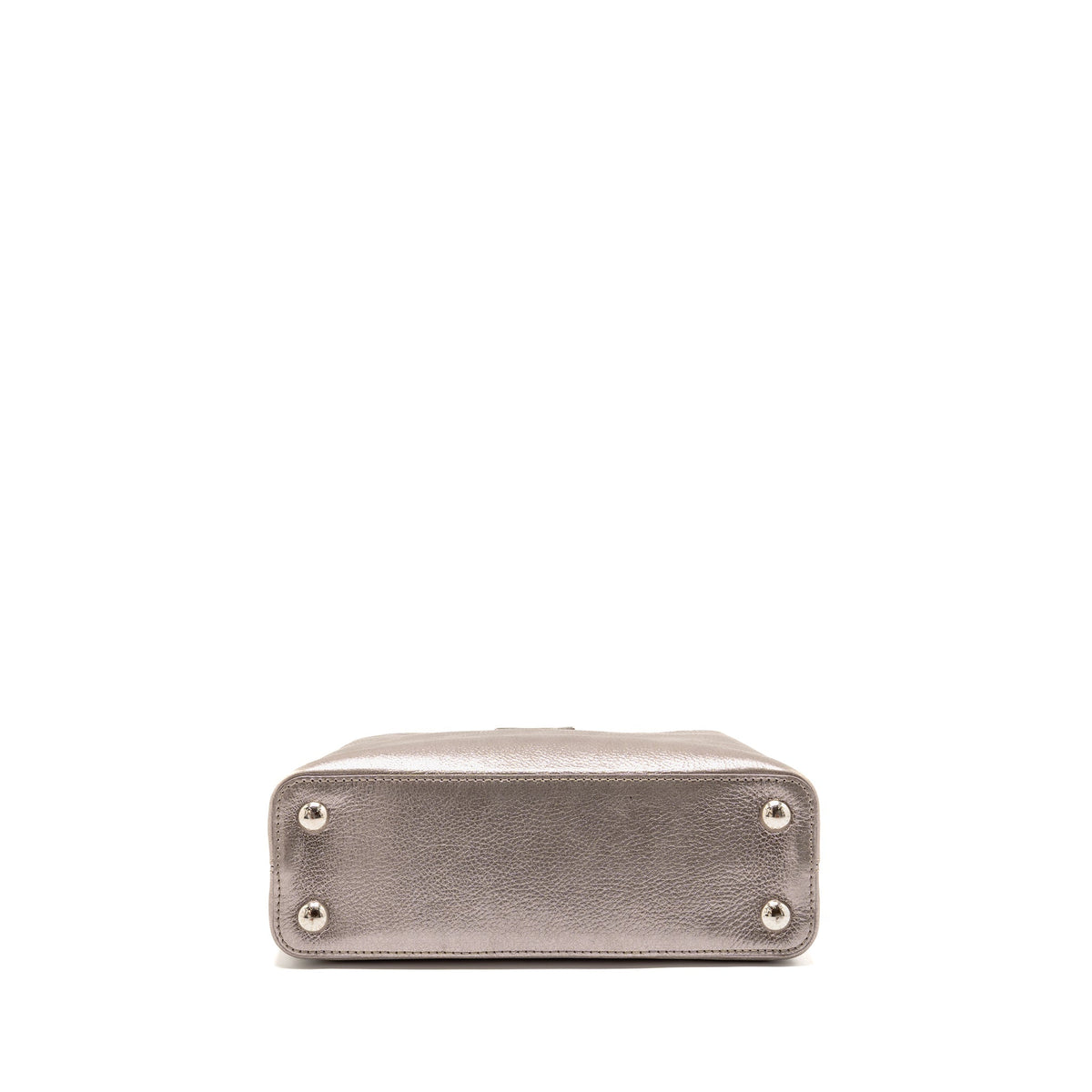 LOUIS VUITTON CAPUCINES BB LEATHER METALLIC SILVER SHW