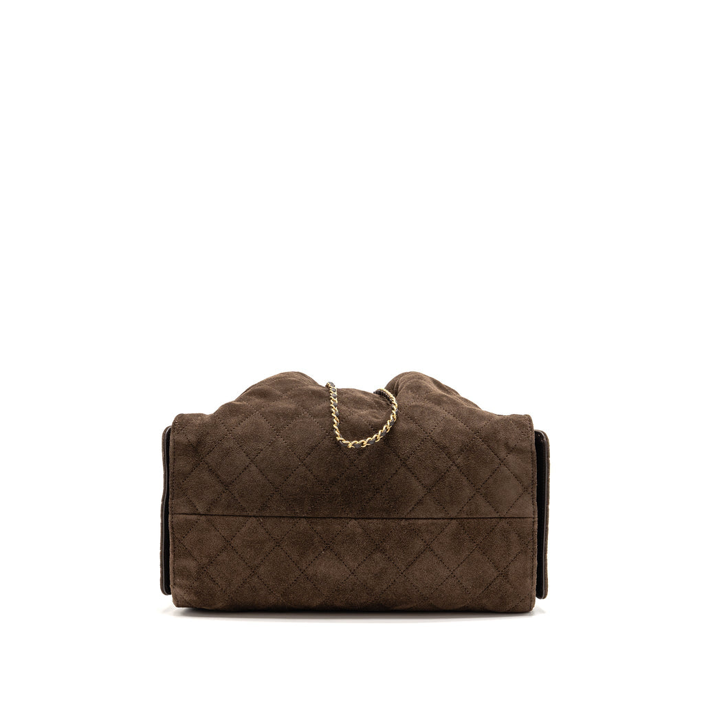 Chanel Medium 25 bag suede leather brown GHW (microchip)