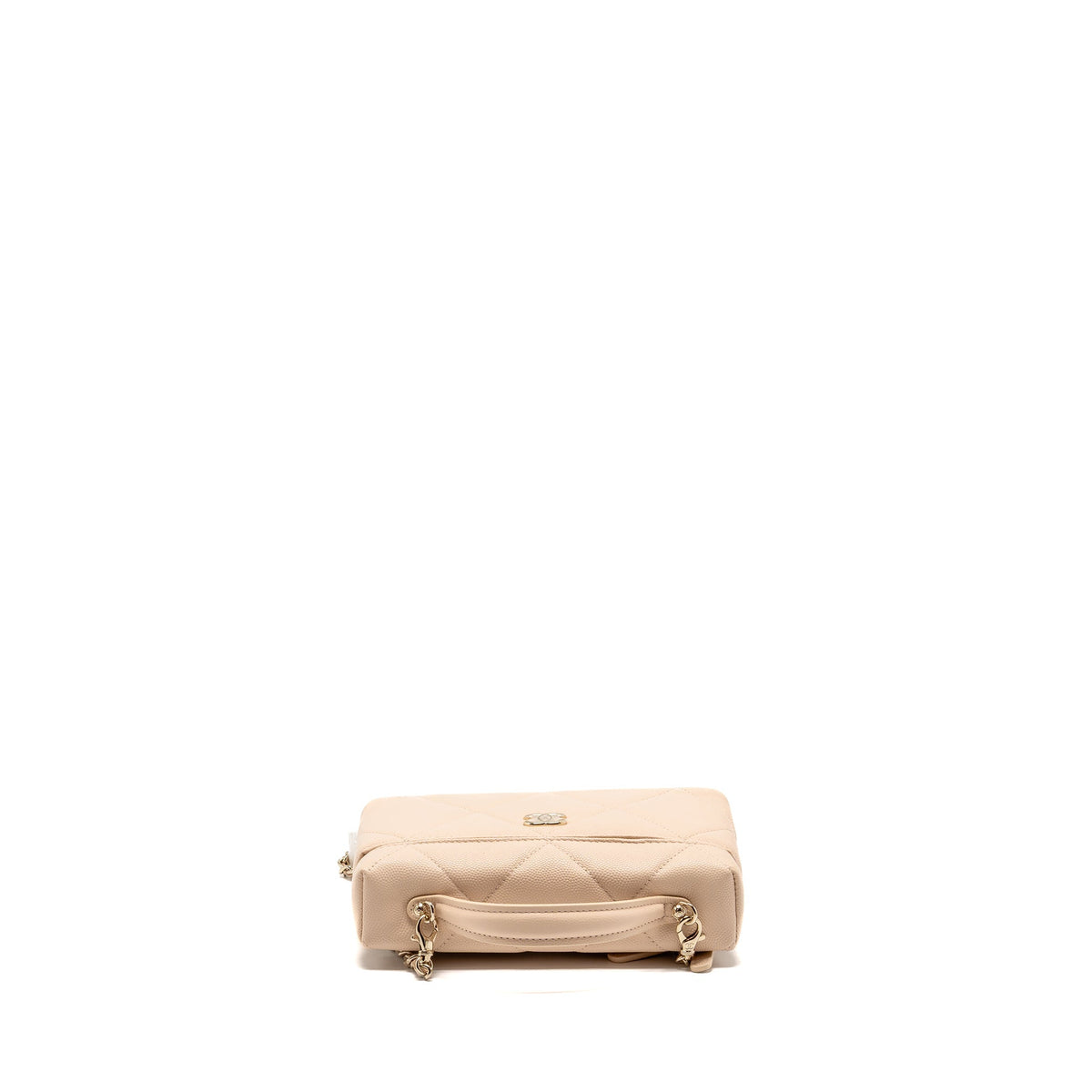 CHANEL 25K CC TOP HANDLE VANITY WITH CHAIN CAVIAR BEIGE LGHW (MICROCHIP)