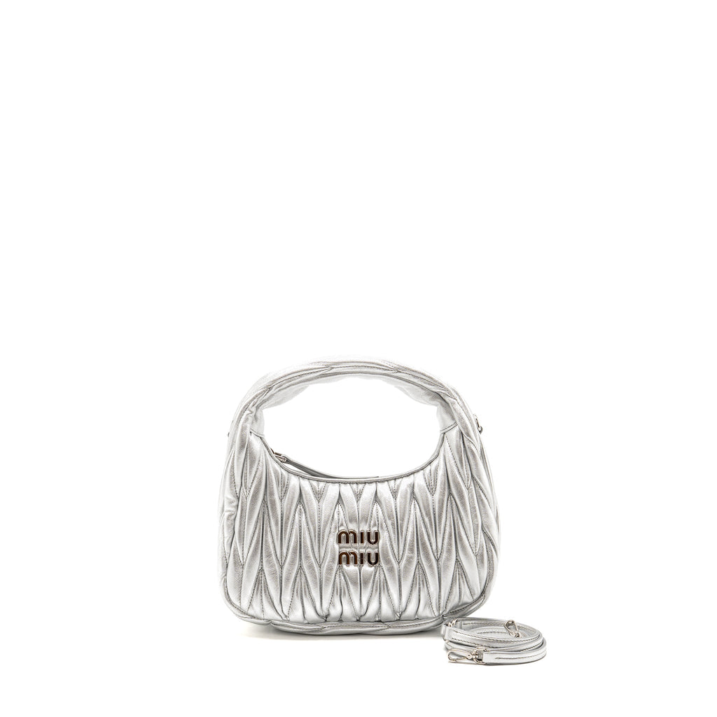 Miu Miu wander hobo bag Nappa leather silver SHW