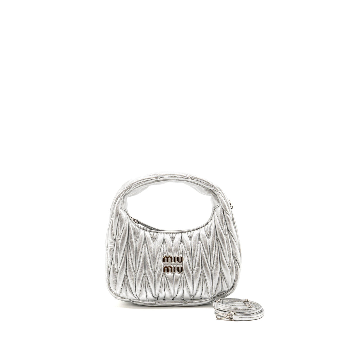Miu Miu wander hobo bag Nappa leather silver SHW