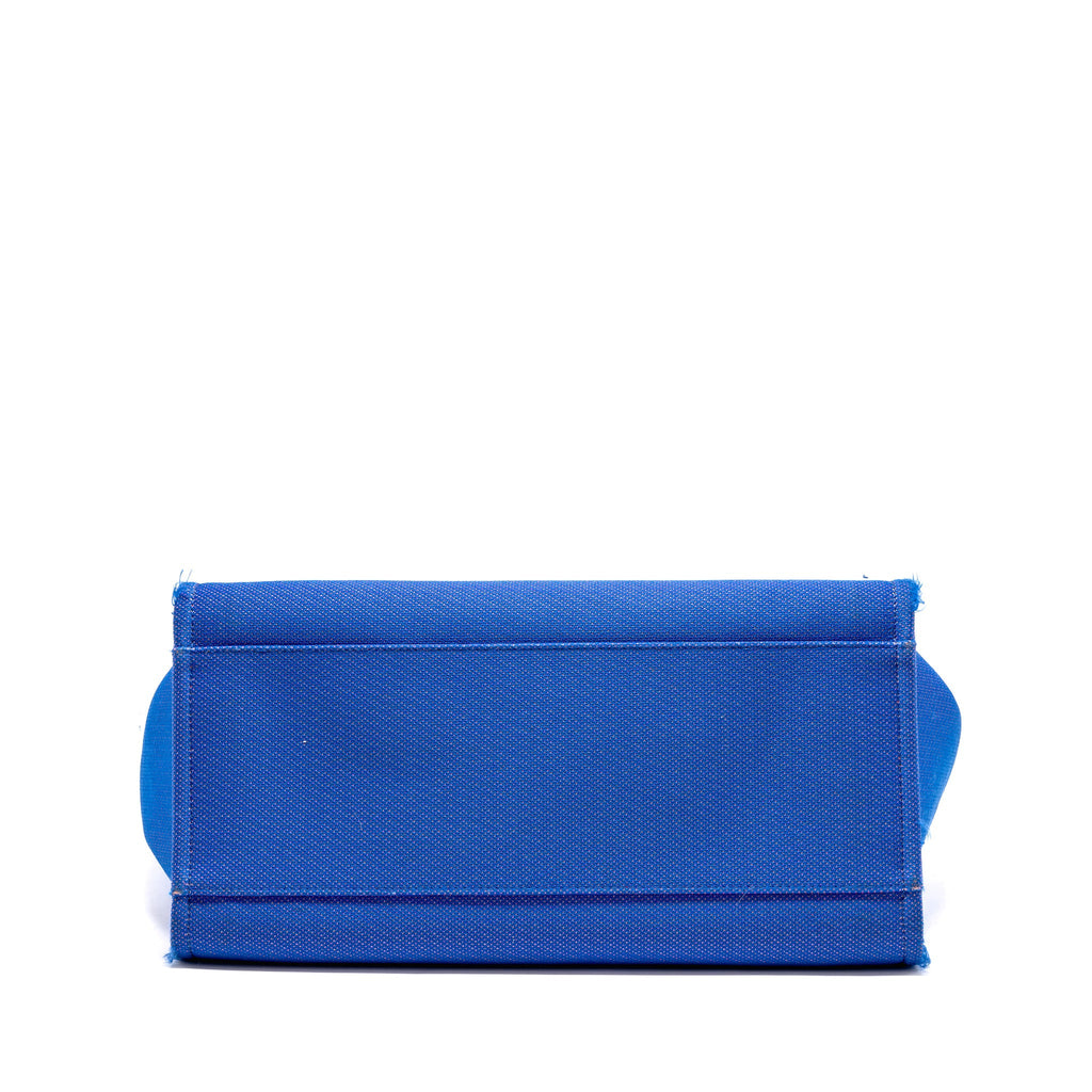 Chanel 21S Large Deauville Tote Shopping Bag Fluorescent Canvas/Leather Blue/Orange SHW