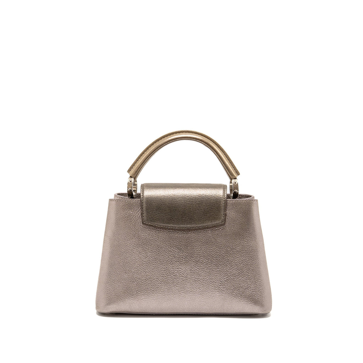 LOUIS VUITTON CAPUCINES BB LEATHER METALLIC SILVER SHW