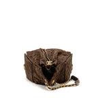 Chanel Medium 25 bag suede leather brown GHW (microchip)