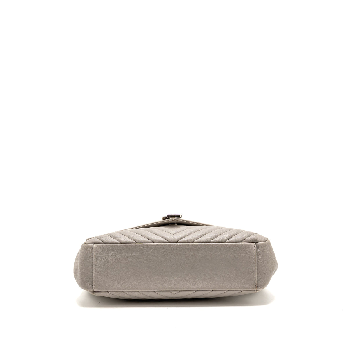 Saint Laurent/YSL Large College Bag Chevron Sheepskin Light Grey SHW