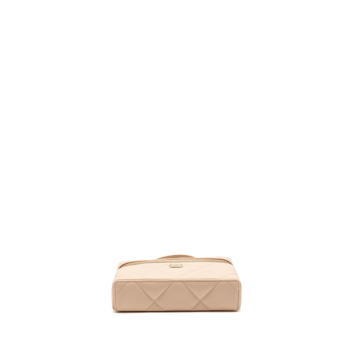 CHANEL 25K CC TOP HANDLE VANITY WITH CHAIN CAVIAR BEIGE LGHW (MICROCHIP)