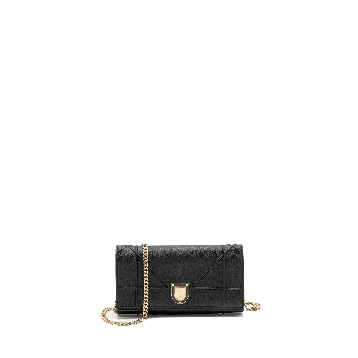 DIOR DIORAMA WALLET WITH CHAIN CALFSKIN BLACK GHW