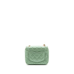Chanel square flap bag candy heart quilted lambskin light green LGHW (microchip)