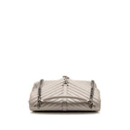 Saint Laurent/YSL Large College Bag Chevron Sheepskin Light Grey SHW