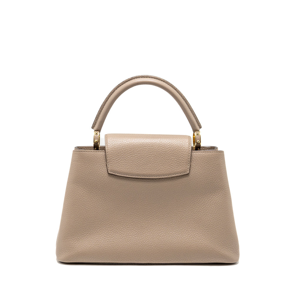 LOUIS VUITTON CAPUCINES MM TAURILLON LEATHER LIGHT GREY GHW