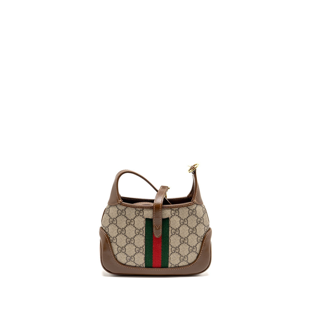 GUCCI JACKIE 1961 MINI SHOULDER BAG GG SUPREME CANVAS/CALFSKIN BROWN/MULTICOLOUR GHW