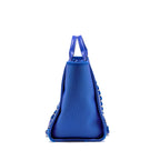 Chanel 21S Large Deauville Tote Shopping Bag Fluorescent Canvas/Leather Blue/Orange SHW