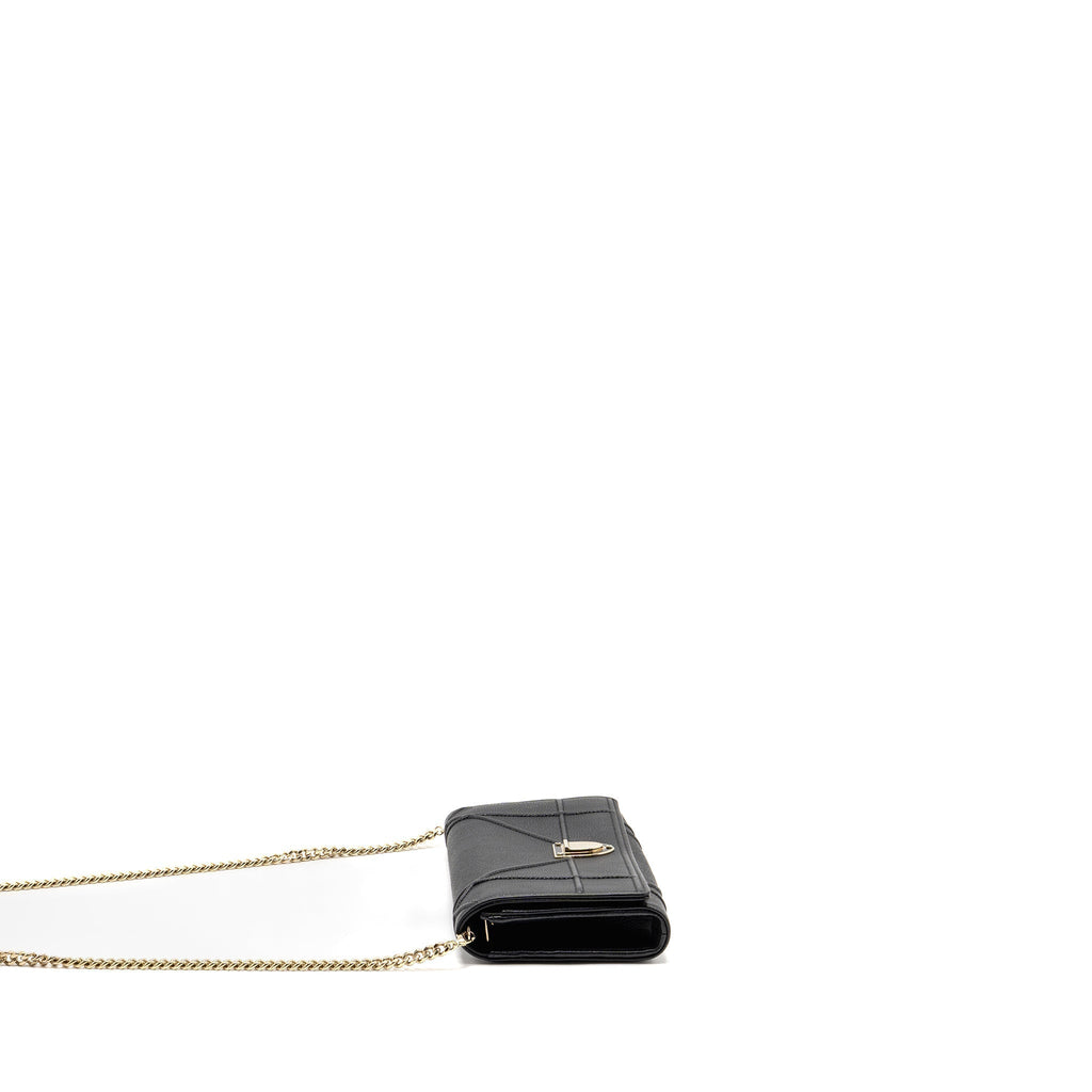 DIOR DIORAMA WALLET WITH CHAIN CALFSKIN BLACK GHW