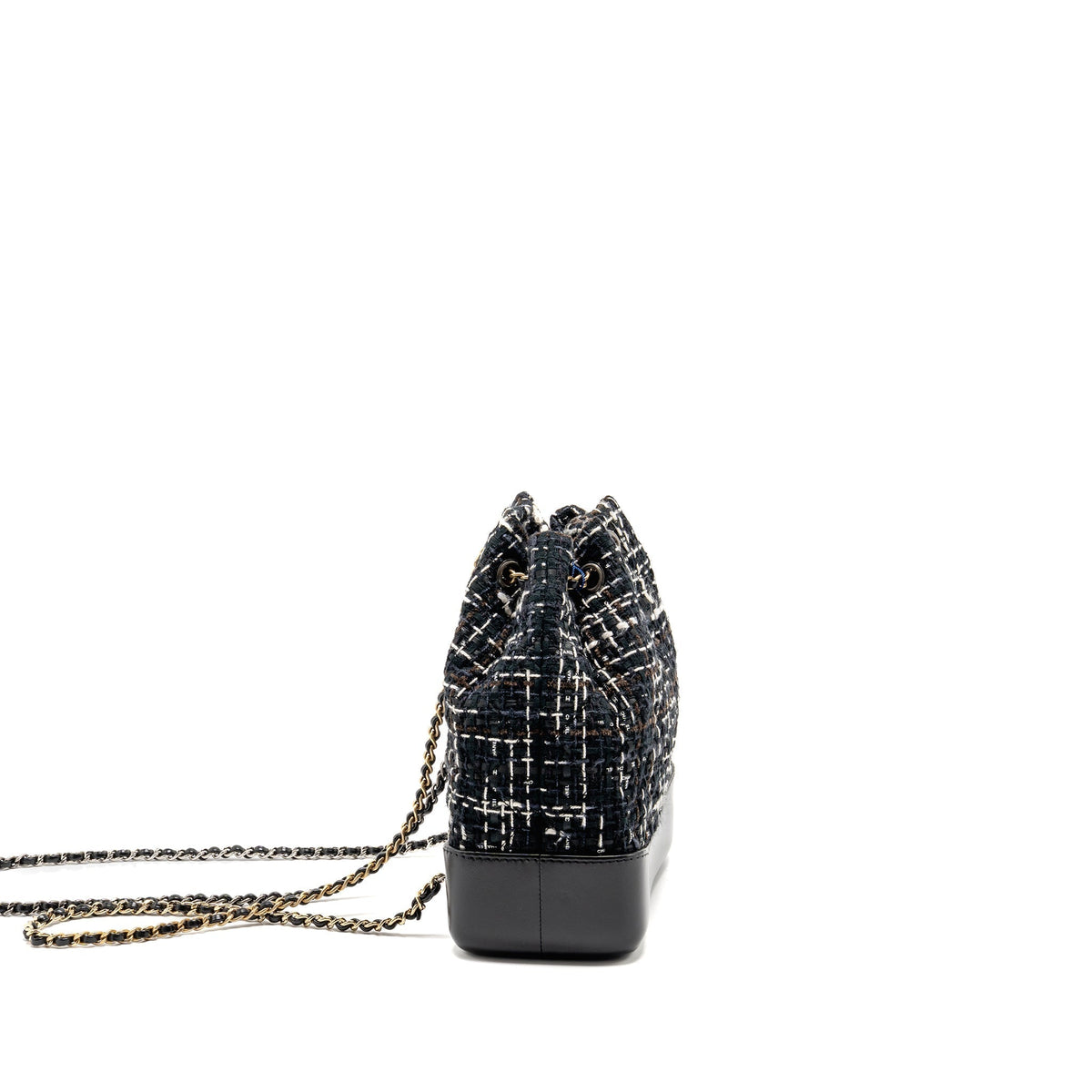 CHANEL SMALL GABRIELLE TWEED BACKPACK BLACK/WHITE/BROWN MULTICOLOUR HARDWARE