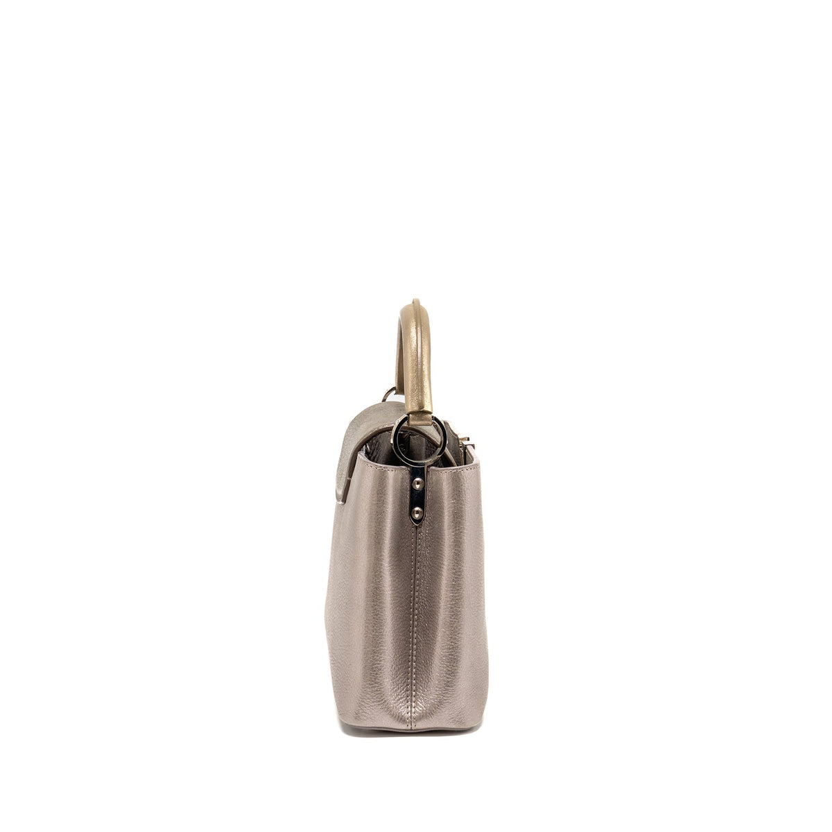 LOUIS VUITTON CAPUCINES BB LEATHER METALLIC SILVER SHW