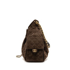 Chanel Medium 25 bag suede leather brown GHW (microchip)