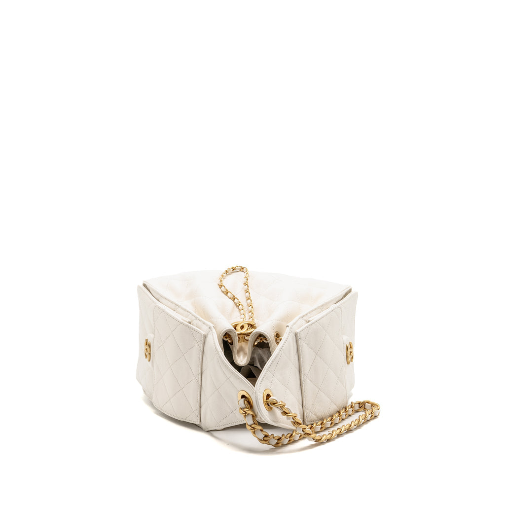 Chanel Small 25 Bag Caviar White GHW (Microchip)