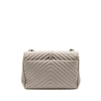 Saint Laurent/YSL Large College Bag Chevron Sheepskin Light Grey SHW