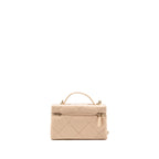 CHANEL 25K CC TOP HANDLE VANITY WITH CHAIN CAVIAR BEIGE LGHW (MICROCHIP)