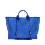 Chanel 21S Large Deauville Tote Shopping Bag Fluorescent Canvas/Leather Blue/Orange SHW