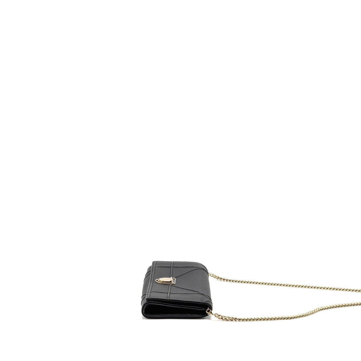 DIOR DIORAMA WALLET WITH CHAIN CALFSKIN BLACK GHW