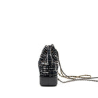 CHANEL SMALL GABRIELLE TWEED BACKPACK BLACK/WHITE/BROWN MULTICOLOUR HARDWARE