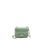 Chanel square flap bag candy heart quilted lambskin light green LGHW (microchip)