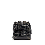 CHANEL SMALL GABRIELLE TWEED BACKPACK BLACK/WHITE/BROWN MULTICOLOUR HARDWARE