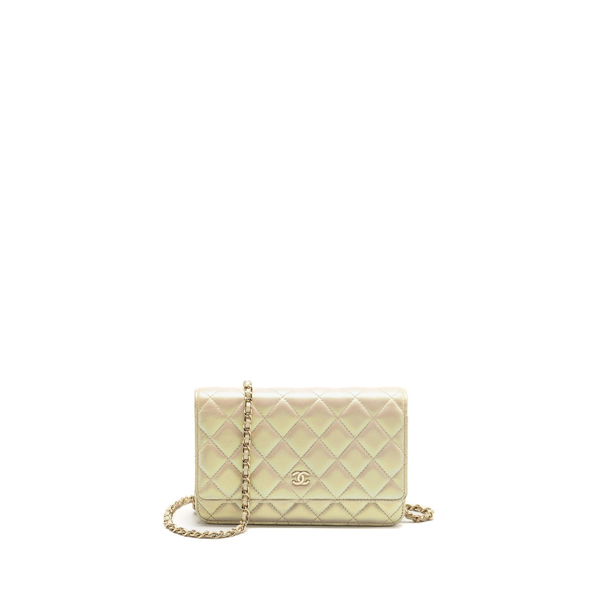 CHANEL WALLET ON CHAIN LAMBSKIN IRIDESCENT IVORY LGHW