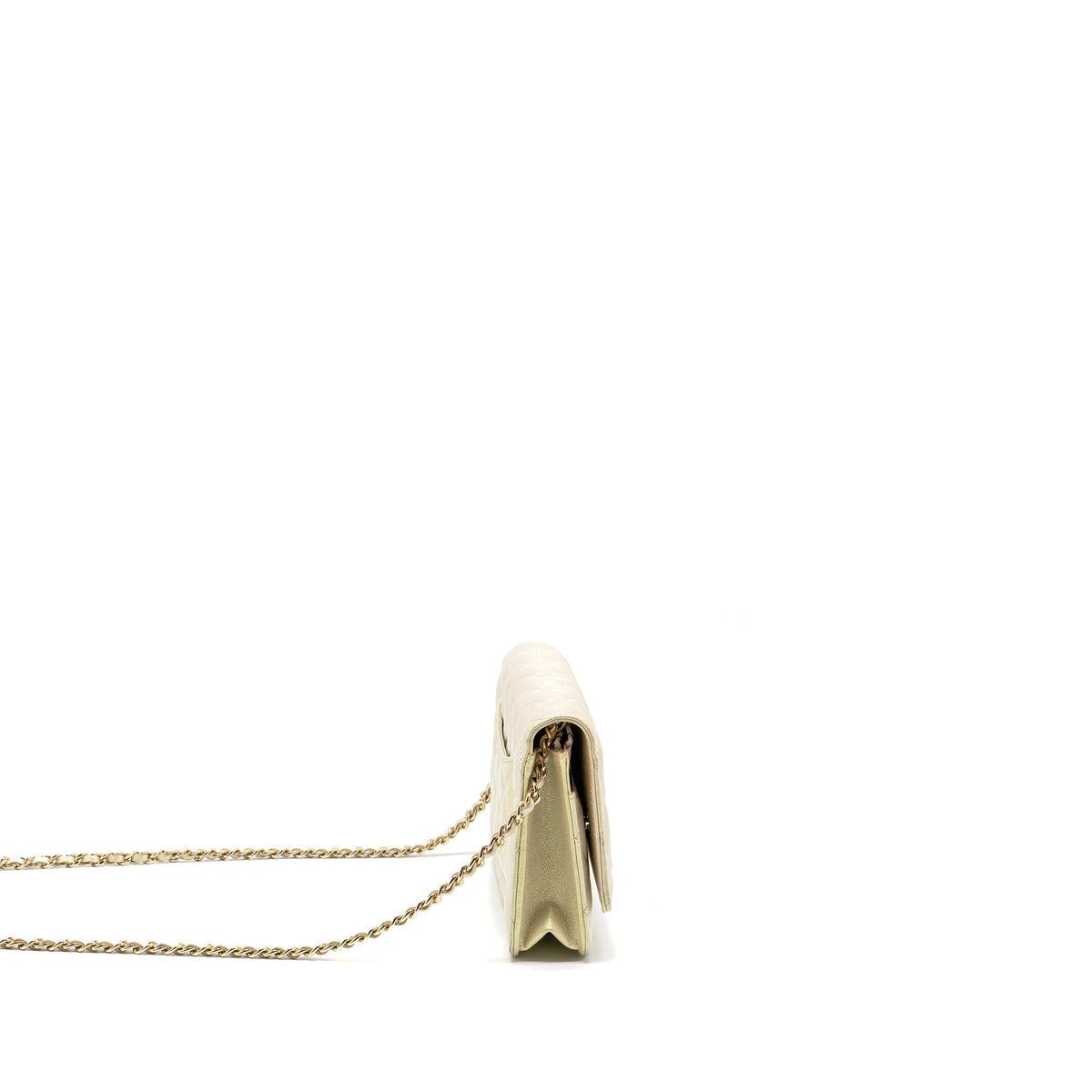CHANEL WALLET ON CHAIN LAMBSKIN IRIDESCENT IVORY LGHW