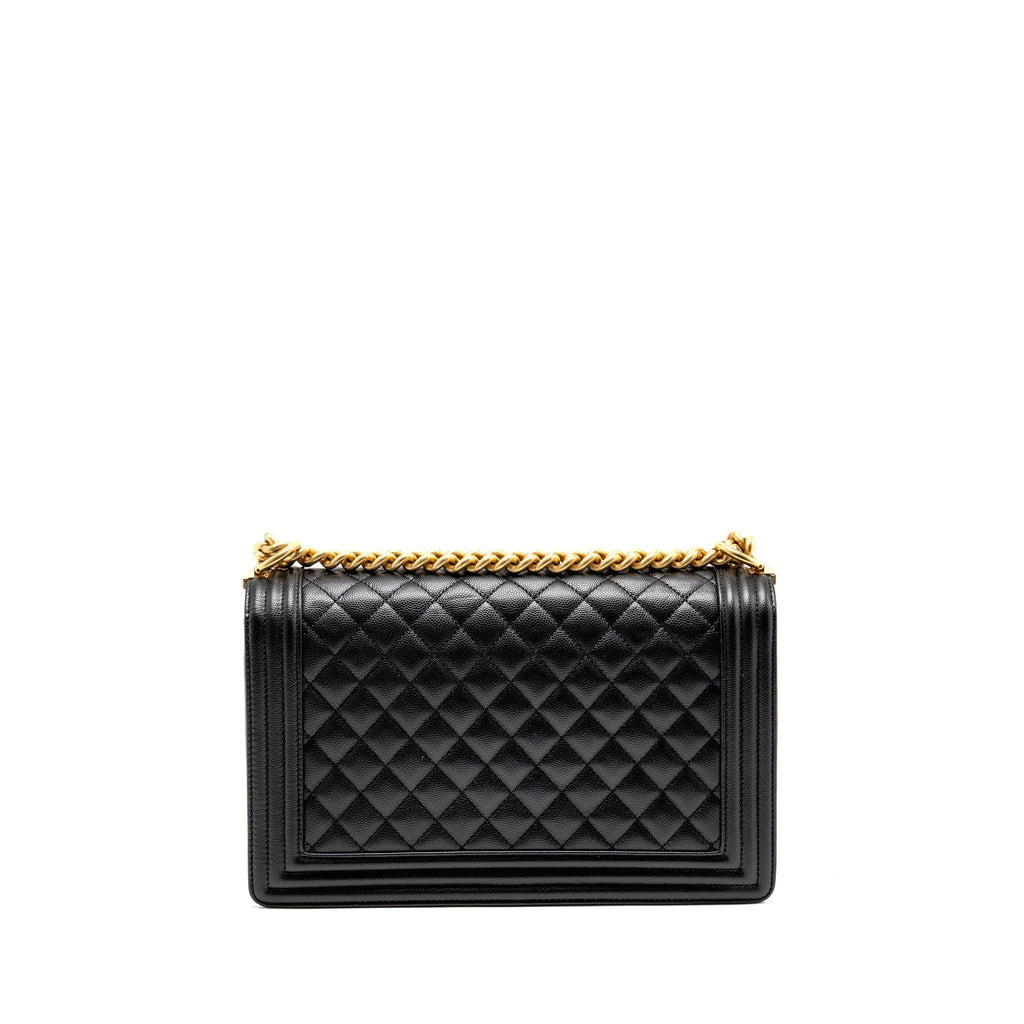CHANEL NEW MEDIUM BOY BAG CAVIAR BLACK GHW (MICROCHIP)