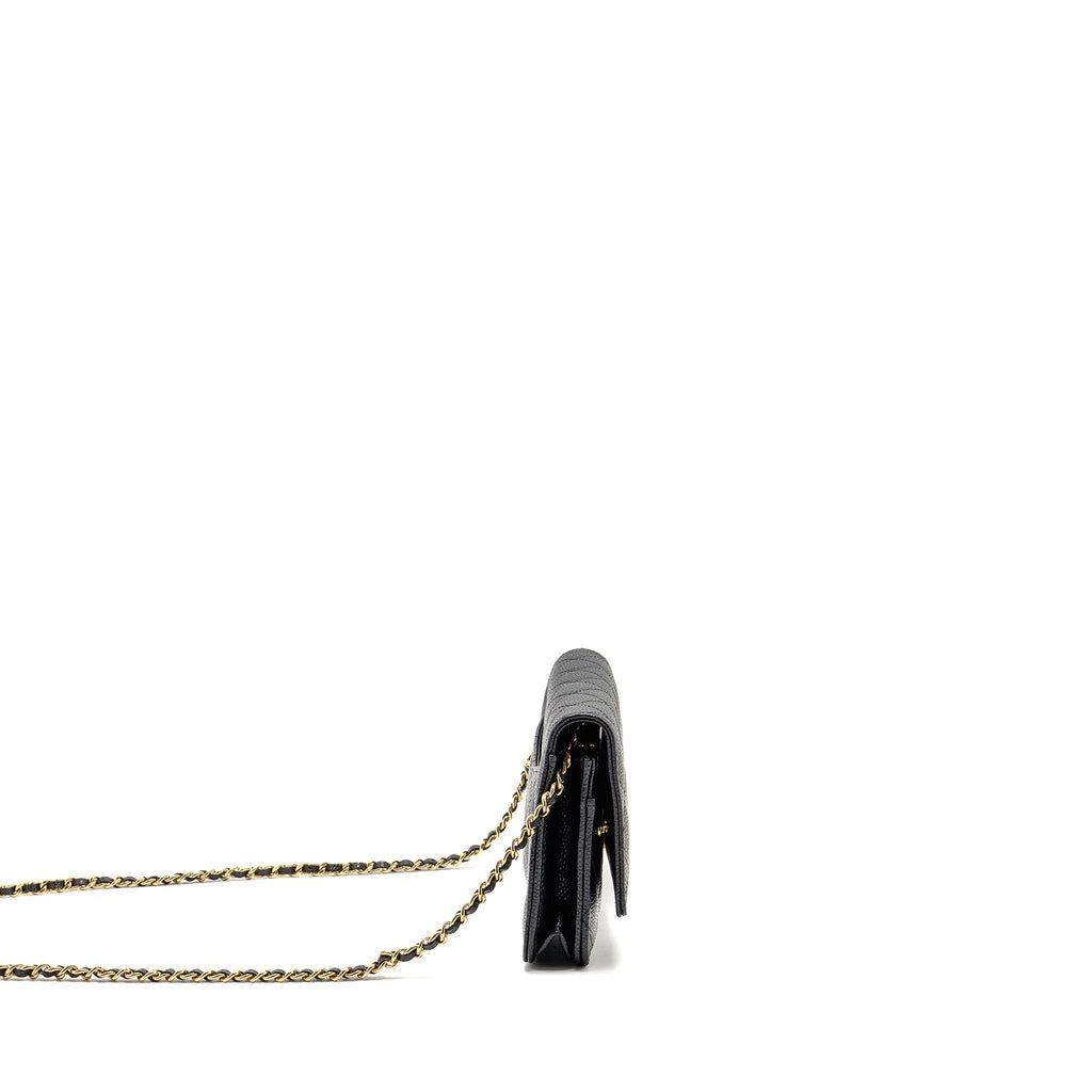 CHANEL CLASSIC WALLET ON CHAIN CAVIAR BLACK GHW (MICROCHIP)