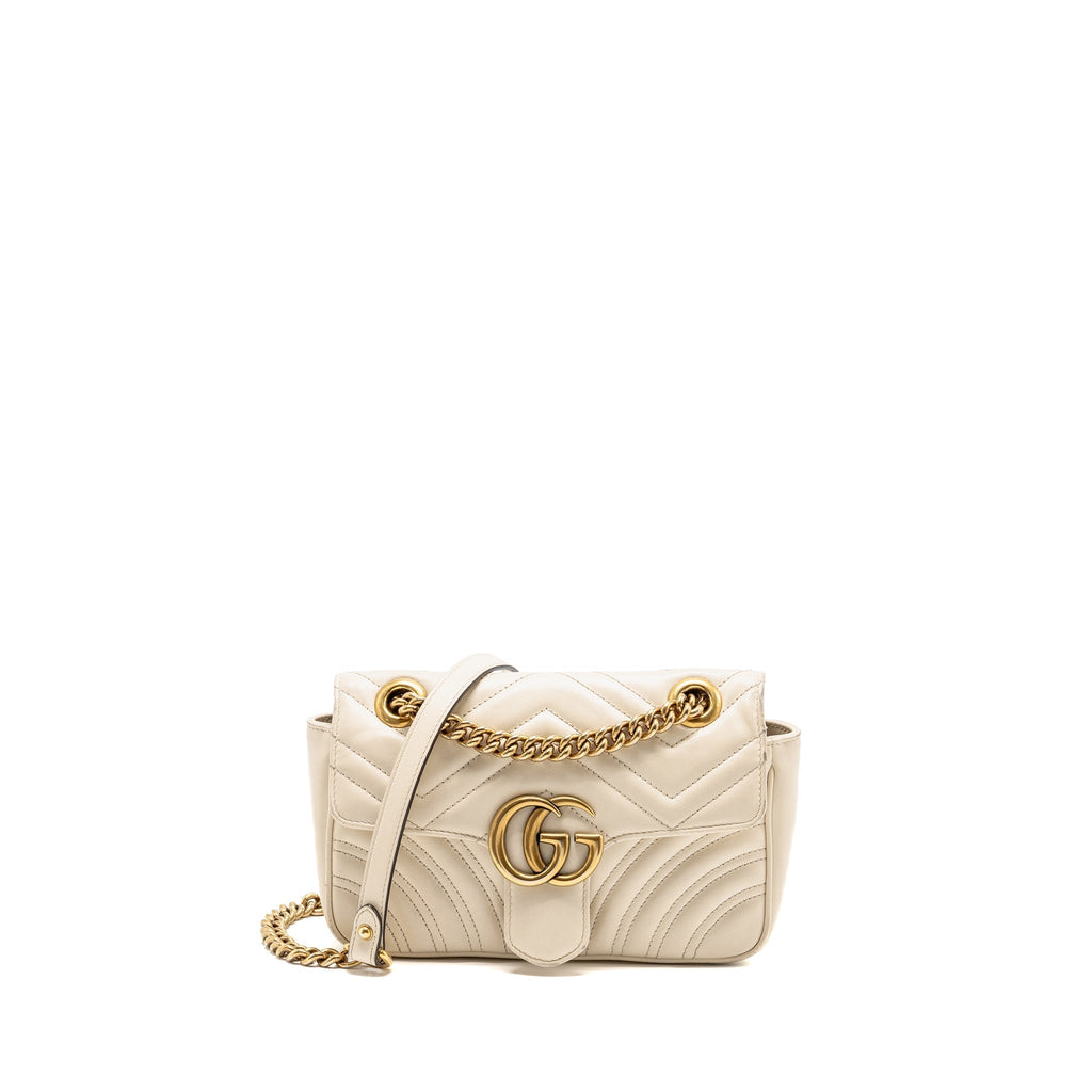 GUCCI MINI MARMONT BAG CALFSKIN WHITE GHW
