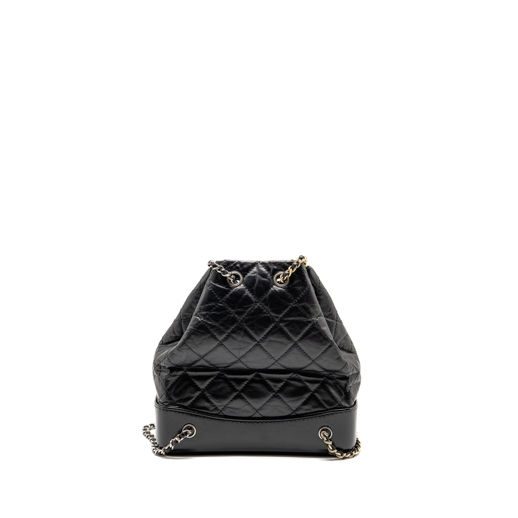 Chanel Gabrielle Backpack Aged Calfskin/Shiny Calfskin Black Multicolour HARDWARE