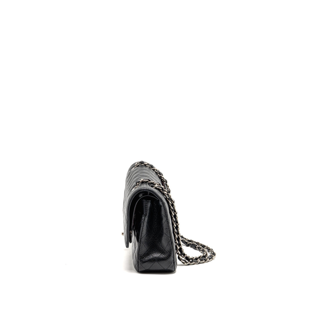 CHANEL MEDIUM CLASSIC DOUBLE FLAP BAG CAVIAR BLACK SHW