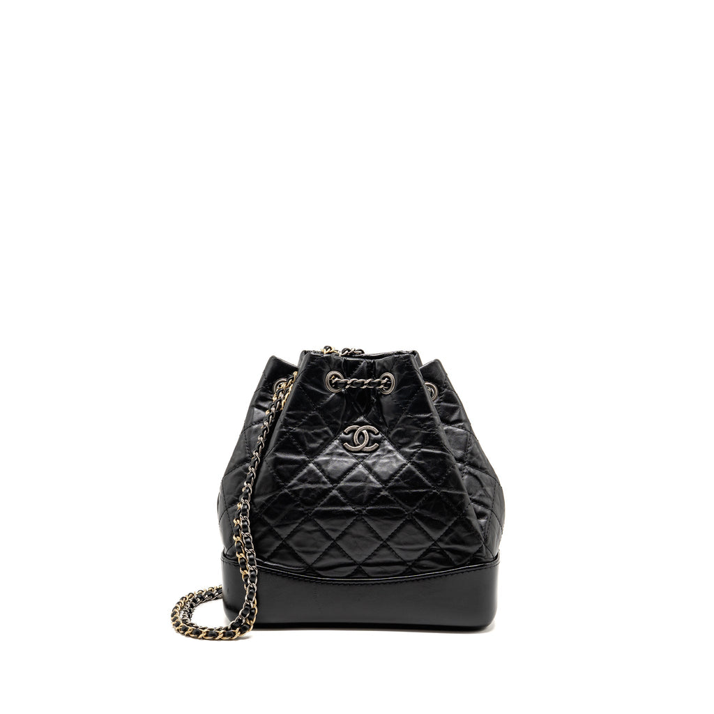 Chanel Gabrielle Backpack Aged Calfskin/Shiny Calfskin Black Multicolour HARDWARE