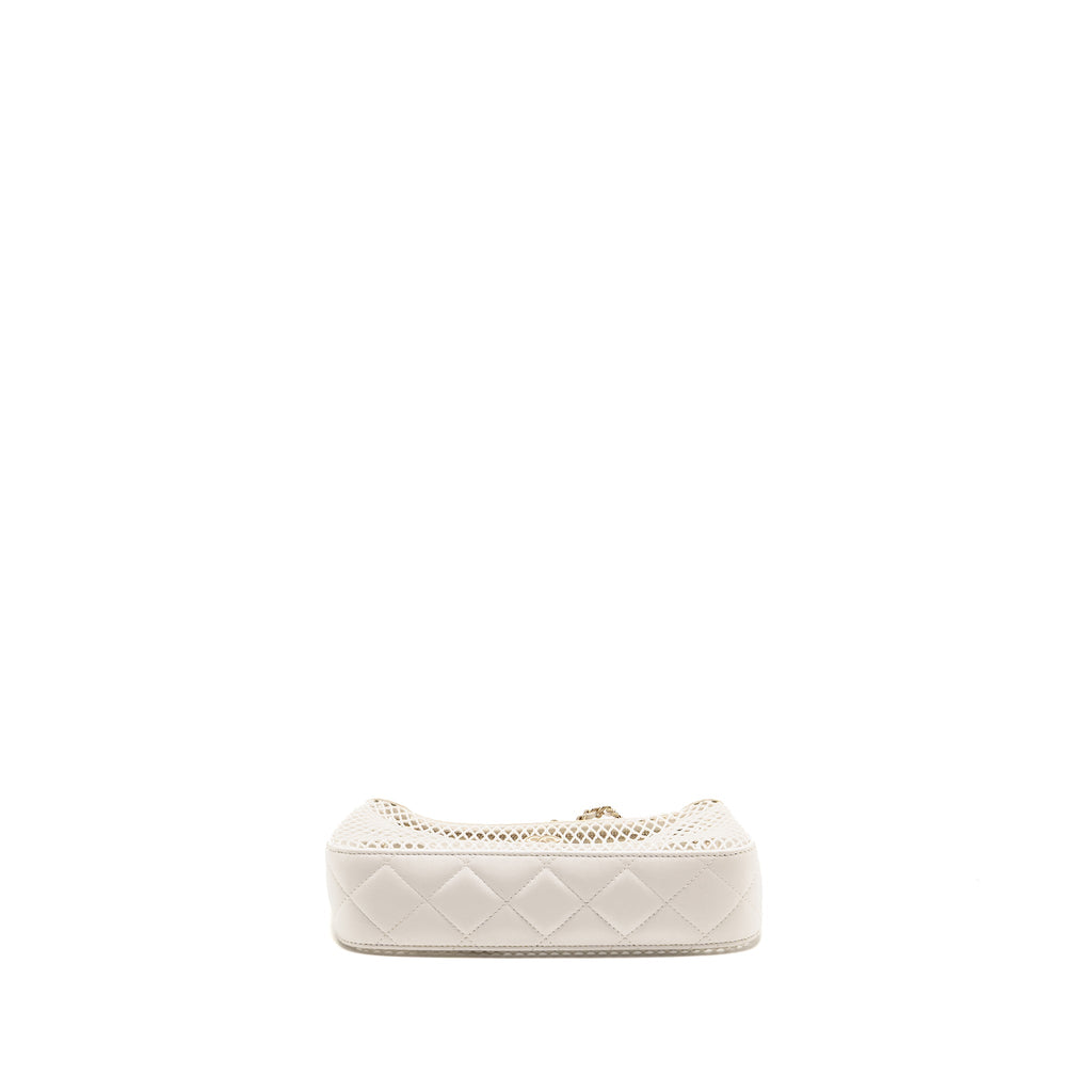 Chanel 25S Clutch with Chain Mesh / Lambskin White LGHW (Microchip)