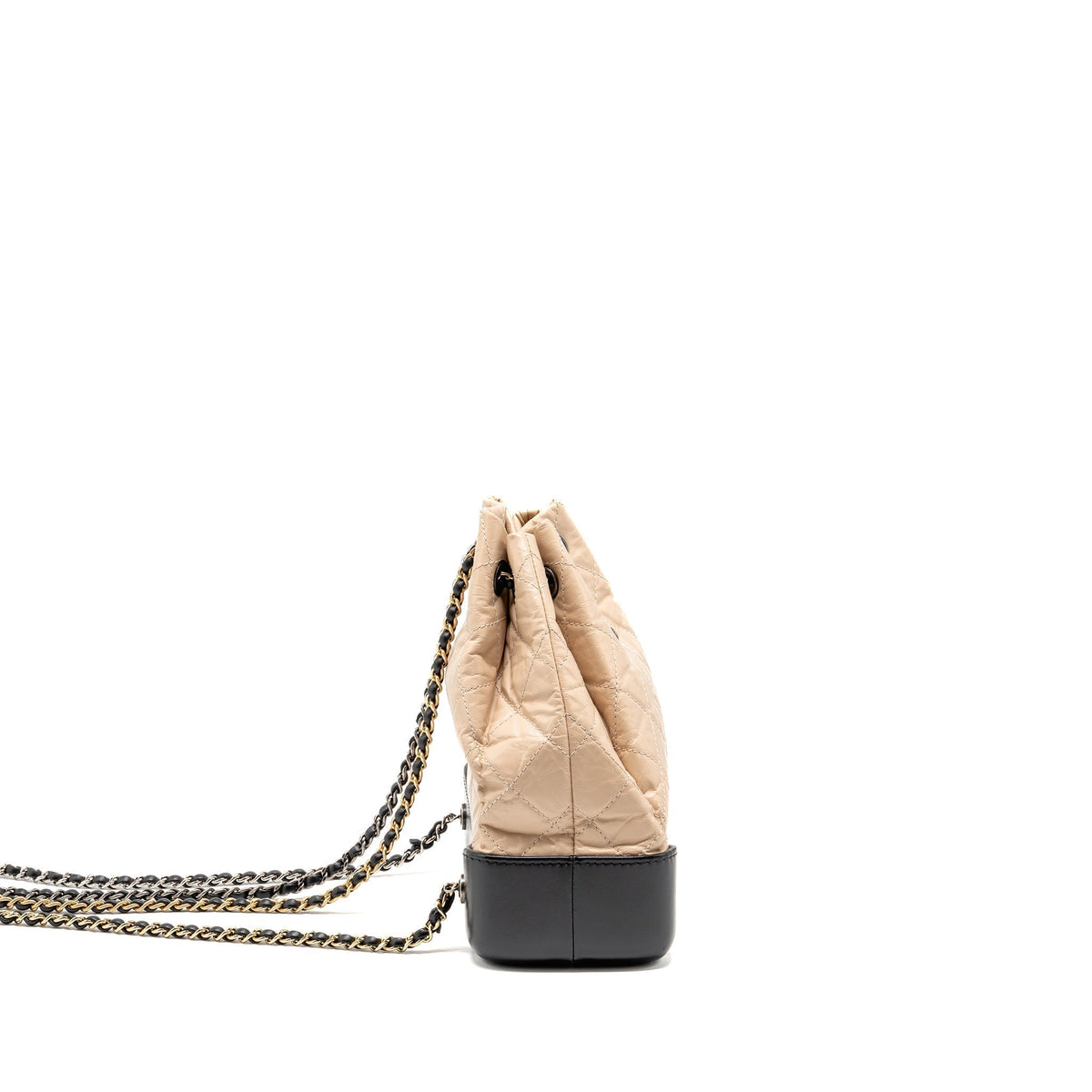 CHANEL SMALL GABRIELLE BACKPACK AGED CALFSKIN BEIGE/ BLACK MULTICOLOUR HARDWARE