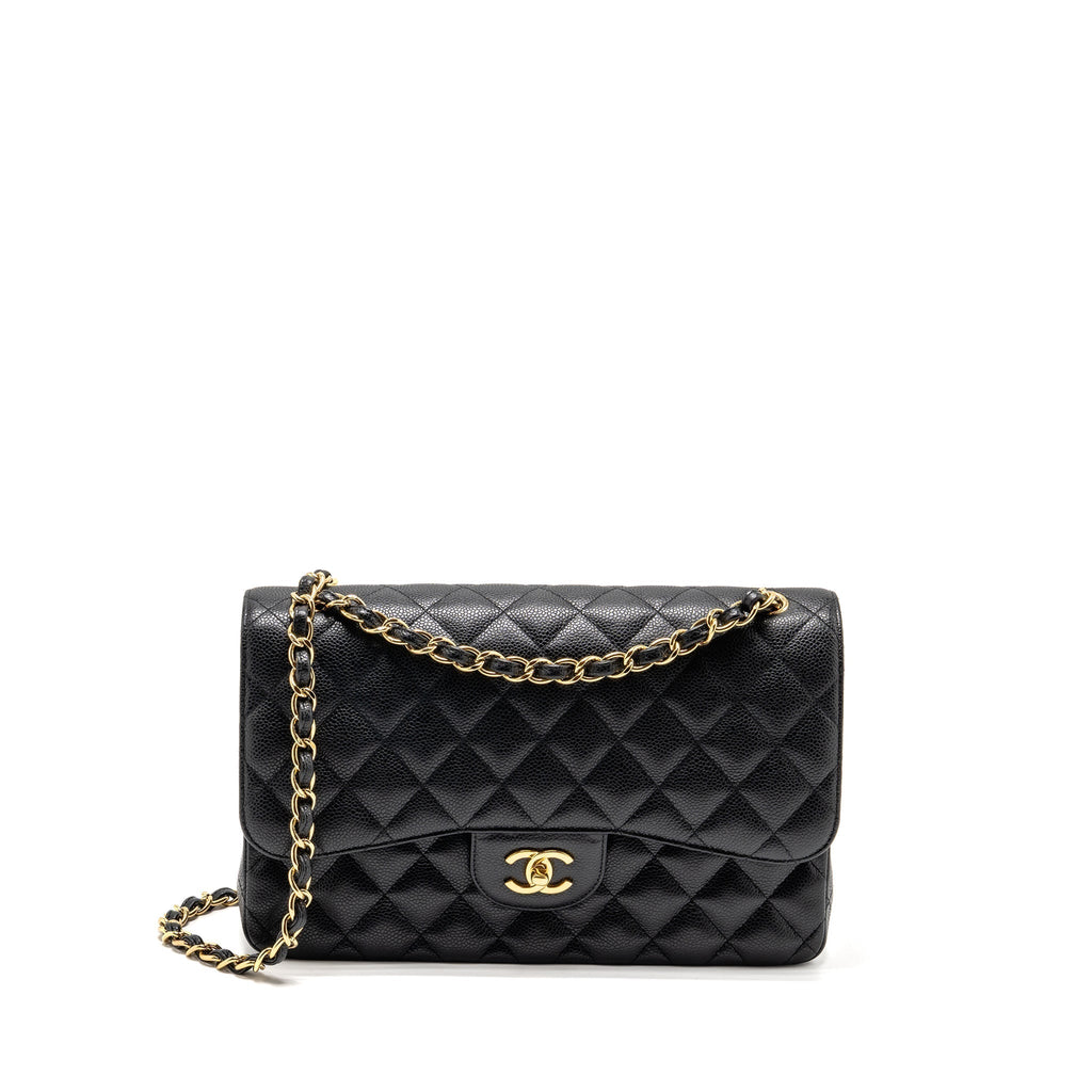 CHANEL JUMBO CLASSIC DOUBLE FLAP BAG CAVIAR BLACK GHW