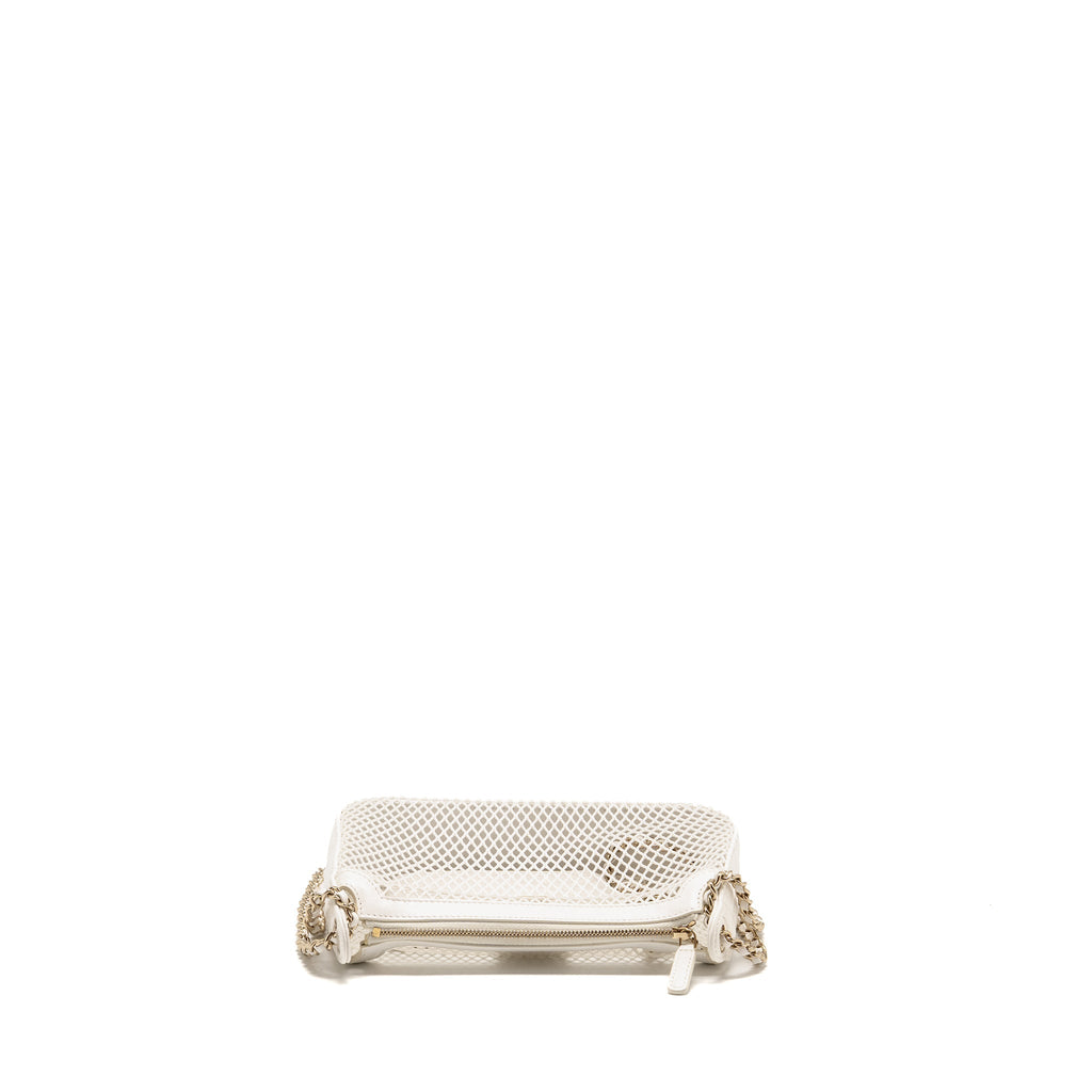 Chanel 25S Clutch with Chain Mesh / Lambskin White LGHW (Microchip)